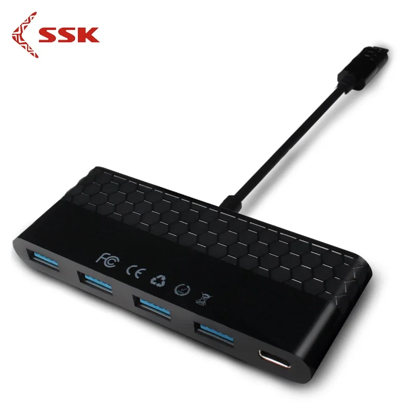 

SSK SHU-C100 Usb Hub Mulifunction Type-C to USB 3.0 4 Ports Hub 6 in 1 Adapter Male To Female HUB Converter with PD for MacBook