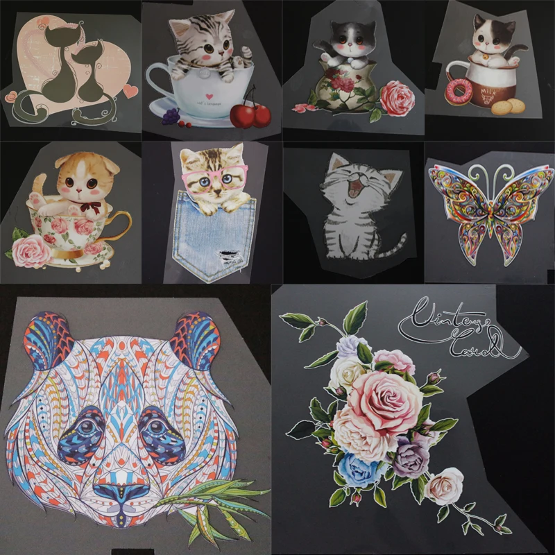 

Panda butterfly kitten Ironing Applique Clothing Embroidery Striped Clothes Cute DIY Sequin Applique Badge