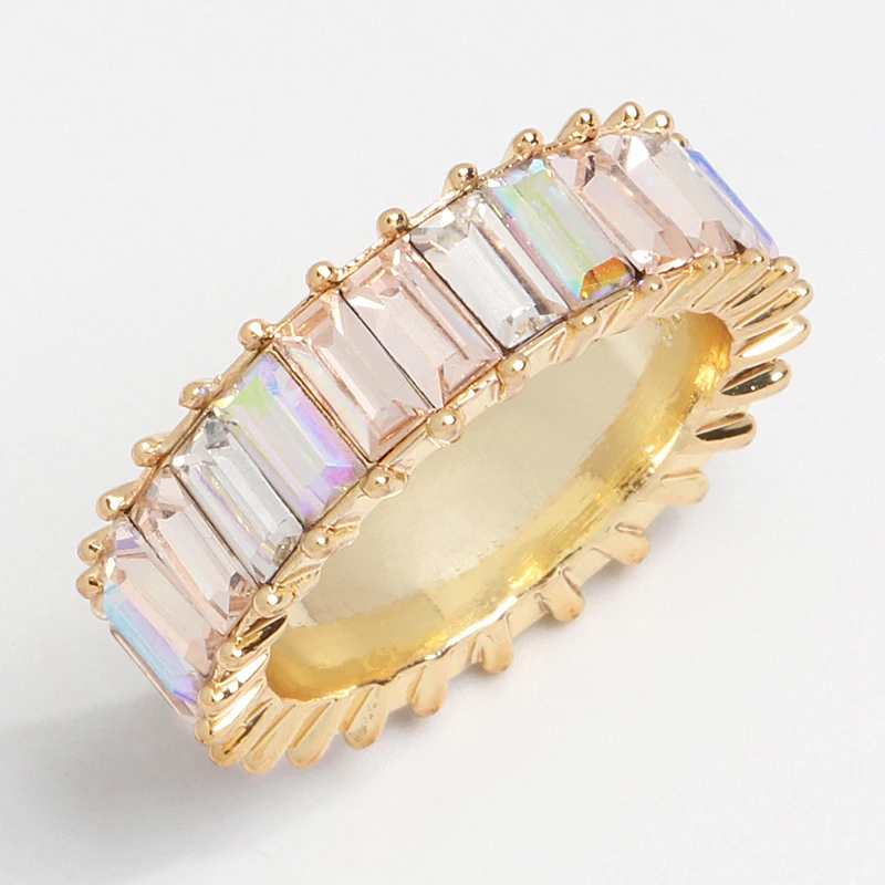 

Wholesale good quality 14 colors Sterling Silver 925 thin gold silver ring line micro pave rainbow cz women ring