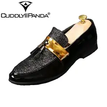 CUDDLYIIPANDA/мужские модные кожаные лоферы; винтажные мужские туфли на плоской подошве с кисточками; новые стильные туфли на низком каблуке; модные новые мужские кроссовки с пайетками