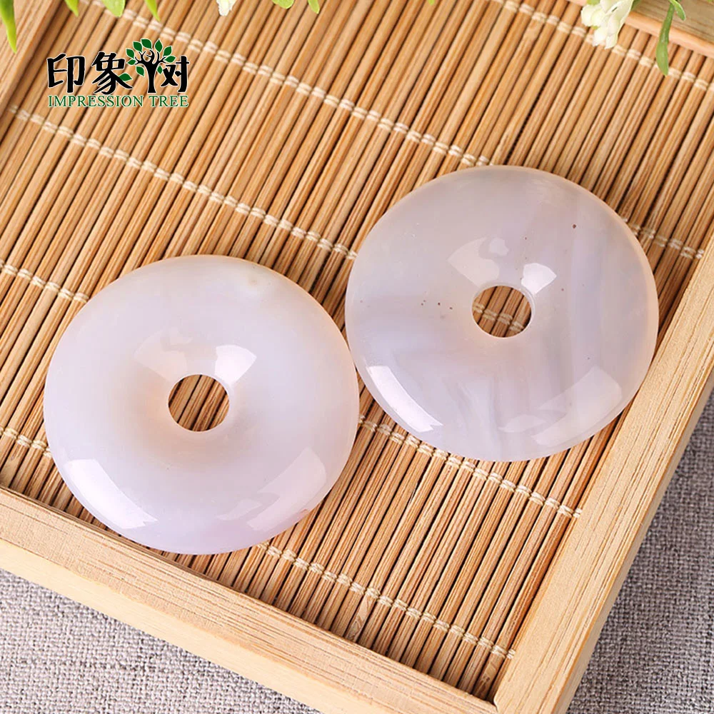 

40/30mm Donuts Agates Charms Pendant Bead Natural Chalcedony Circle Round Peace Buckle For DIY Jewelry Bracelets Necklace 2045