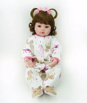 

22inch reborn silicone vinyl children 55cm curly hair princess toddlers doll bonecas kids birthday gifts play house toy for sale