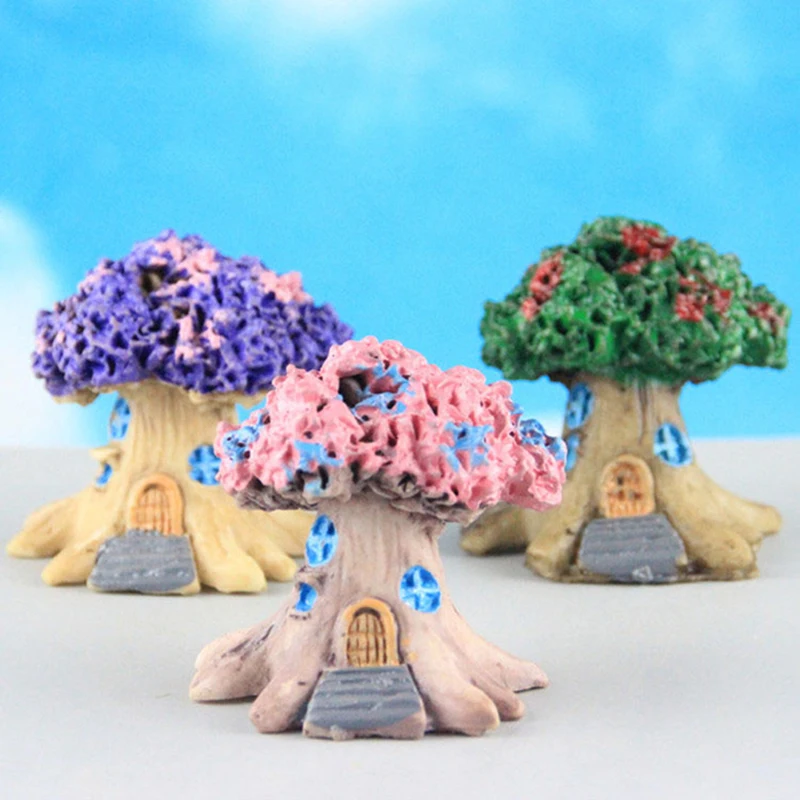 3 Colors Micro Landscape Fairy Garden Miniatures Resin Ornaments Decor Crafts Tree House