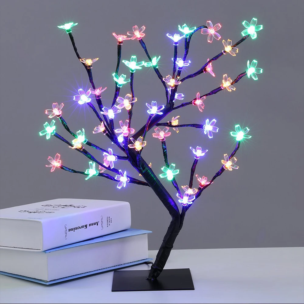 

48 leds Table Light Cherry Blossom Desk Top Lamp Bonsai Tree Light Branches Festival Party Wedding Indoor Home Decoration Light