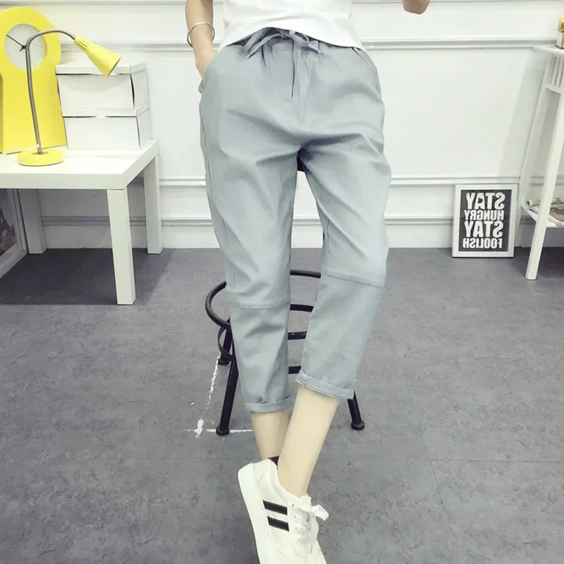 

summer new cotton and linen casual pants Women's loose harem feet linen Ankle-Length Pants Elastic waist harem pants Trouser