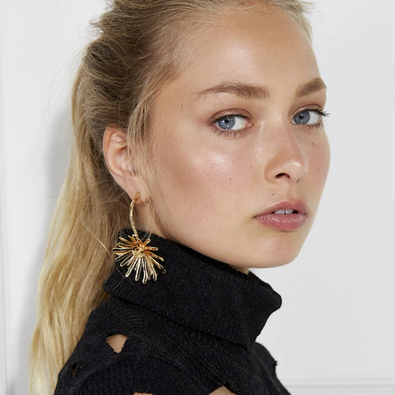 

Coco&Willow metal daisy Flower pendant Dangle Earrings for women, bohemian earring for party, whosesale statement jewelry