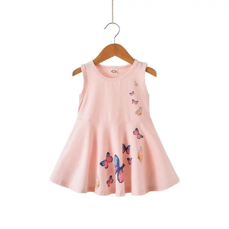 

2019 Summer Baby Girls Dresses Butterfly Print Fashion Children's Dress Sleeveless Little Girls Princess Dresses Kids Clothing