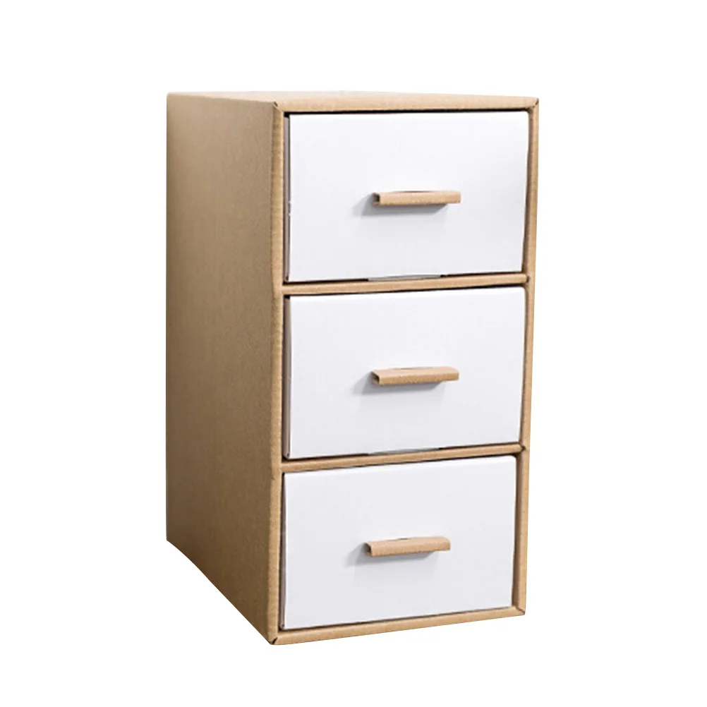 

1 pc Storage Box Drawer Type Space-saving Desktop Makeup Organizer Document Holder Kraft Paper Storage Box For Office Study Room