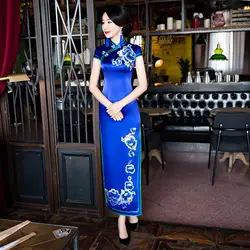 Длинные Cheongsam Мода китайское традиционное платье современные Qipao Платья для женщин Повседневное Для женщин Robe Vestido Oriental