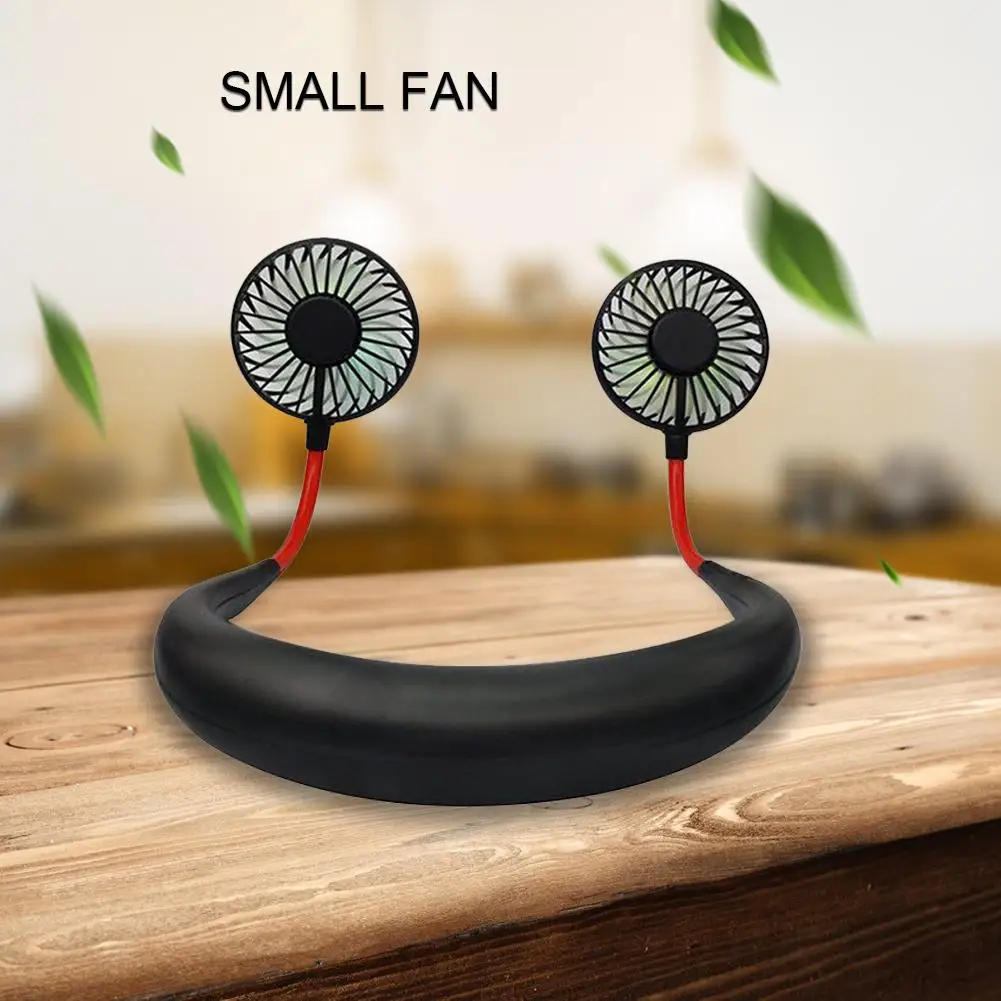 Portable Illuminated 2 Fans Hanging Neck Fan USB Rechargeable Cover Halter Sports Light Aromatherapy Fan High Quality