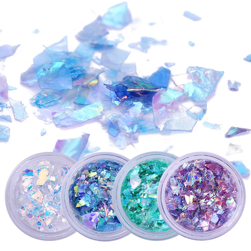 

1 Box Fluorescent Glass Paper Nail Flakies Irregular Paillette Nail Art Glitter Sequins Flakes