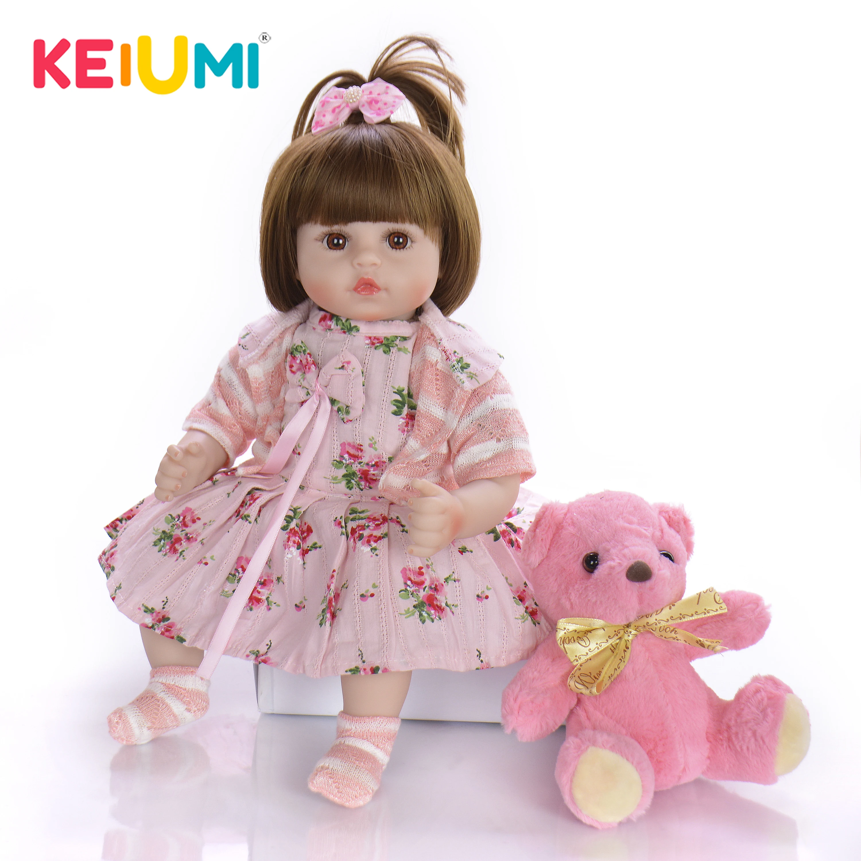 

KEIUMI New Design 18 Inch Reborn Baby Lovely Girl Doll With Soft Silicone Vinyl 2019 Cute Baby Toy Doll For Children's Day Gifts