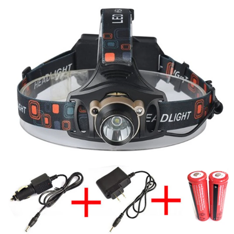 High Power 2000LM Cree xml T6 Headlamp Lights Head Lamp Rechargeable Fishing Hunting Headlight with 18650