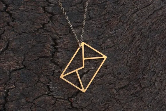 Envelope Necklace, I love You Letter, Minimal Everyday Necklace, Letter Jewelry, Origami Necklace, Message Necklace