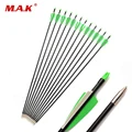 Spine 400 Fiberglass Hunting Arrows Archery with 2 Green 1 White Feather For Compound Bow and Recurve Bow Arrow Sport Shooting|Darts| -
