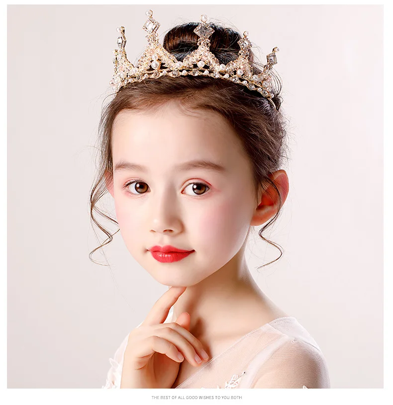 Детская Корона головной убор принцесса девочка Корона Большая головная повязка ледяной розовый романтика дети на день рождения для волос аксессуары