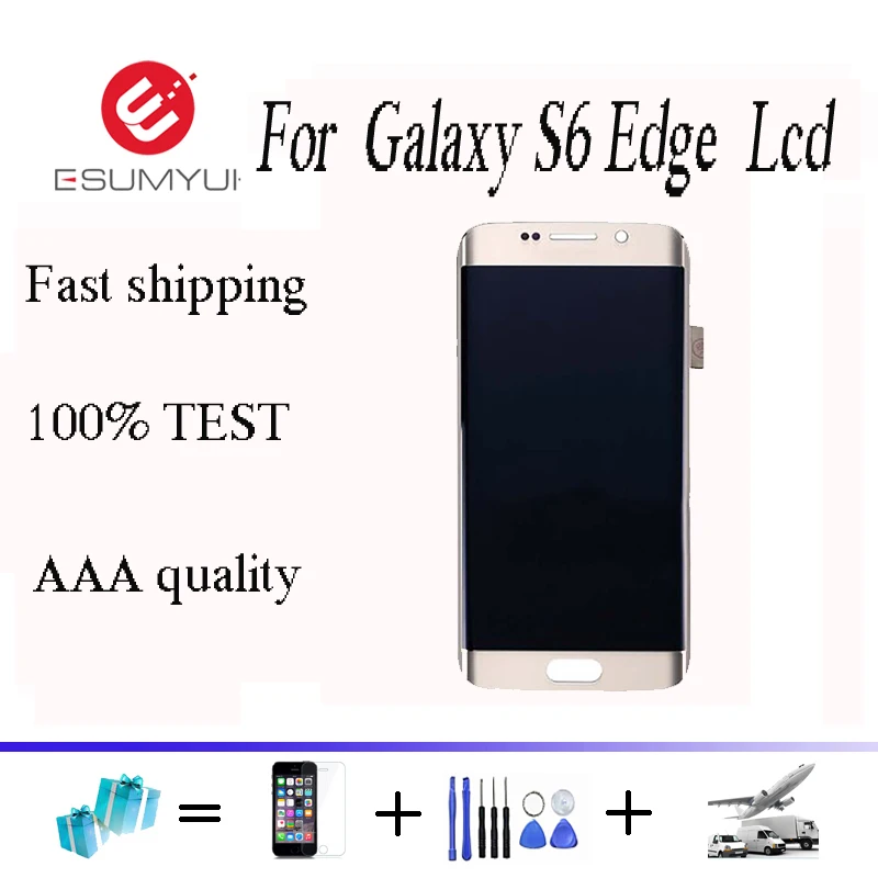 

Top Quality For Samsung Galaxy S6 Edge LCD Display Touch Screen Digitizer Assembly For G925 G925F G925i White/Blue/Gold