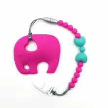 Силиконовая Подвеска для прорезывания зубов зажим-пустышка зажим с большим слоном Детские Прорезыватели пустышка Сердце Клип-жевательные бусины