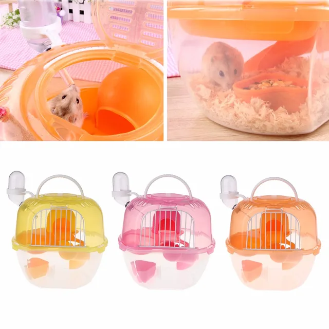 Hamster Cage Outdoor Portable Travel Double Layer Living House Carrying Plastic Habitat Cages Small Animal Supplies 2