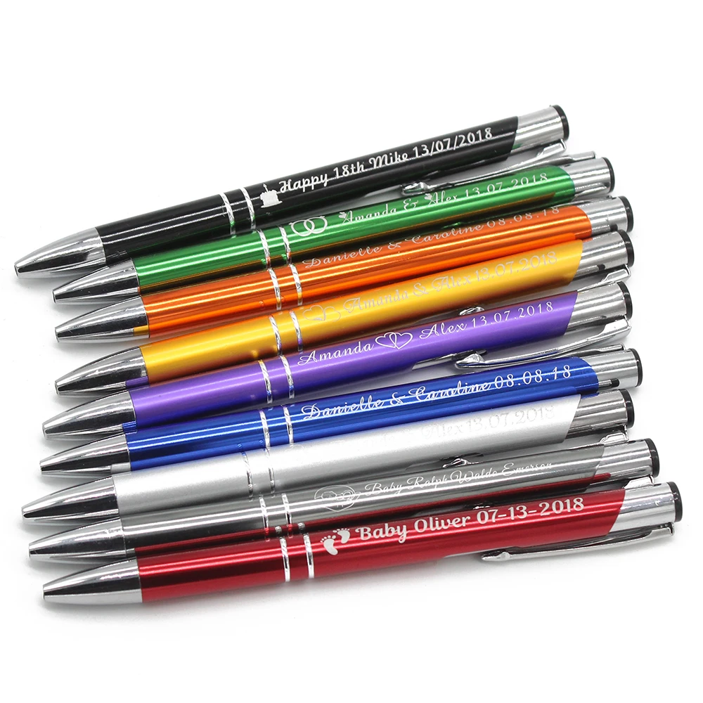50pcs Engraved Bulk Metal Ballpoint Pens Personalized Wedding Favors Baby Shower Party