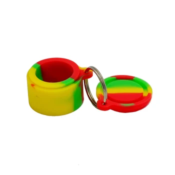 

6mL Bho Silicone Wax Container Non Stick Dab Slick Oil Concentrate Jar Multi color Use Storage Box with Stainless steel keychain