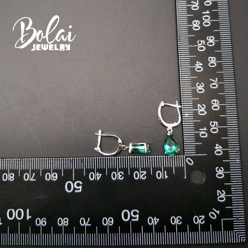 Женские серьги капельки Bolai из стерлингового серебра 925 пробы с зелеными