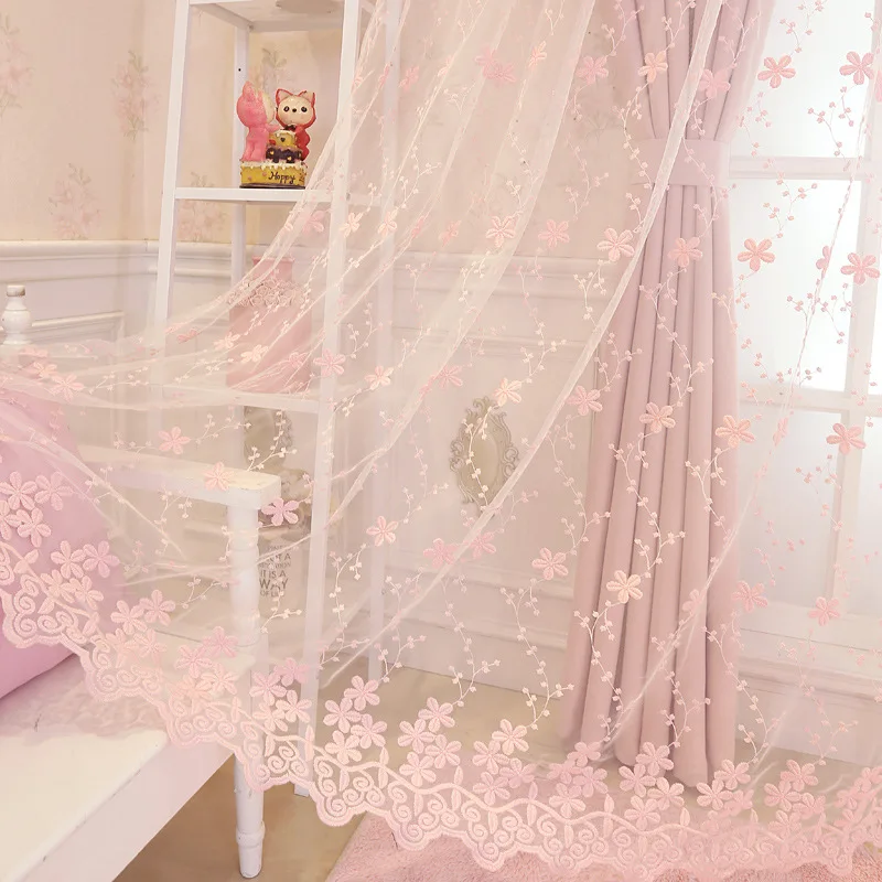 Корейские пасторальные розовые затемненные занавески с принцессой для шторы девочек, для детской гостиной, спальни, оконных окон, прозрачный тюль на окна, романтический экран