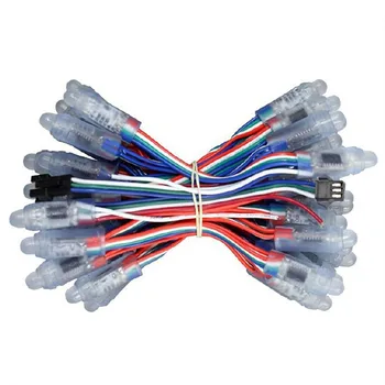 

WS2811 IC Full Color Addressable LED Module String 50pcs DC5V WS2811 12mm RGB LED Pixels Smart Module String Node IP68 10cm Wire