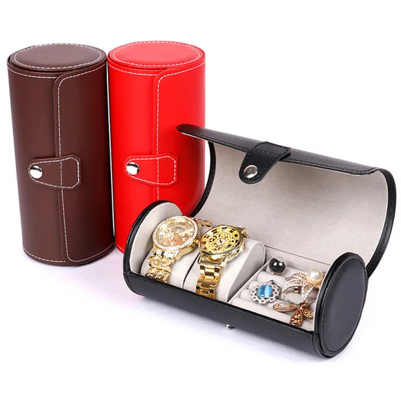 Hot Wristwatch Couple Bracelet Jewelry PU Leather Box Creative Design Both Watch Ring Display Gift Box Case Storage Travel Pouch