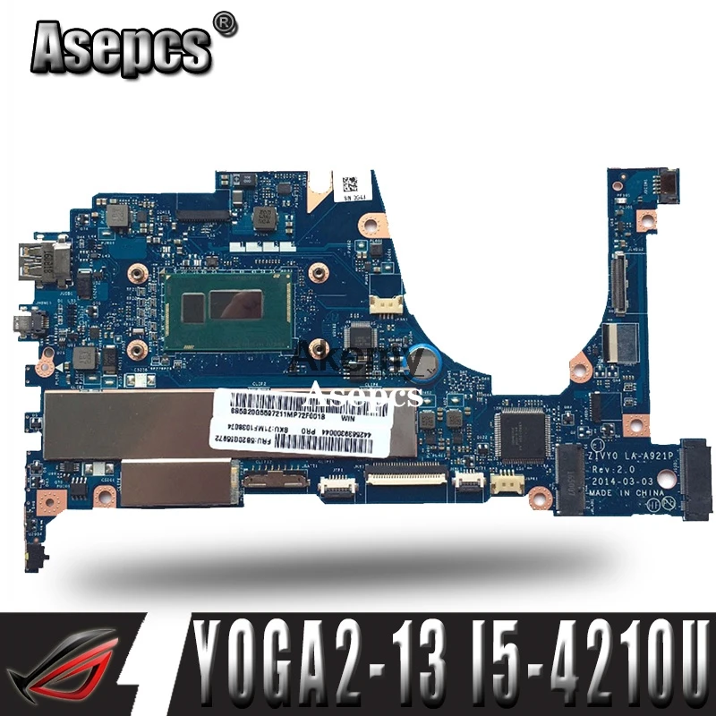 

for Lenovo YOGA 2 13 Laptop Motherboard FRU 5B20G19207 LA-A921P with I5-4210U 1.70GHz CPU 8GB RAM original mothebroard