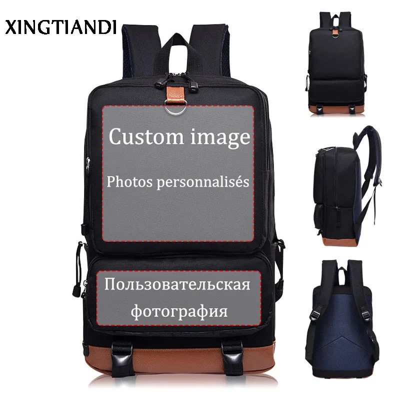 

New Arrival Fashion Backpacks leather decoration C Ronaldo 7 Logo Canvas School bags for teenagers