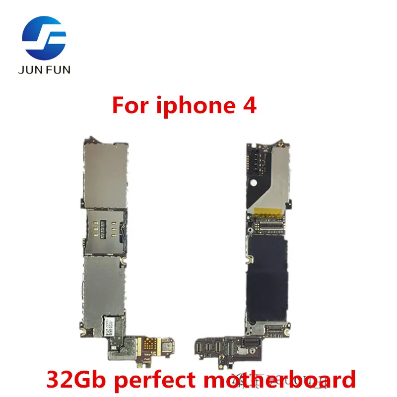 

JUN FAN Motherboard 32 Gb version for iPhone 4 100% perfect unlocked Mainboard with Chips logic board