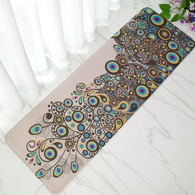 

Vintage Peacock Doormat Anti-Slip Coral Floor Mat Door Mat Long Carpet Home Textile Rug 40x120cm Rug Long Mats