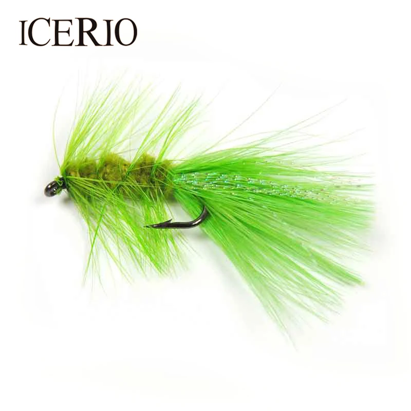 

ICERIO 6PCS #6 Woolly Bugger Streamer Flies Salmon Fly Fishing Lures