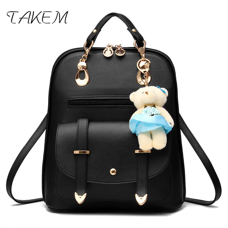 

TAKEM 2018 Women Women's PU Leather Backpacks School Shoulder bags Teenage Fashion bag student casual girls college