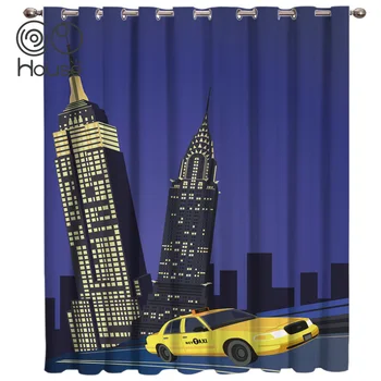 

COCOHouse Urban Landscape City Window Treatments Curtains Valance Curtain Lights Decor Bathroom Curtains Bedroom Kitchen