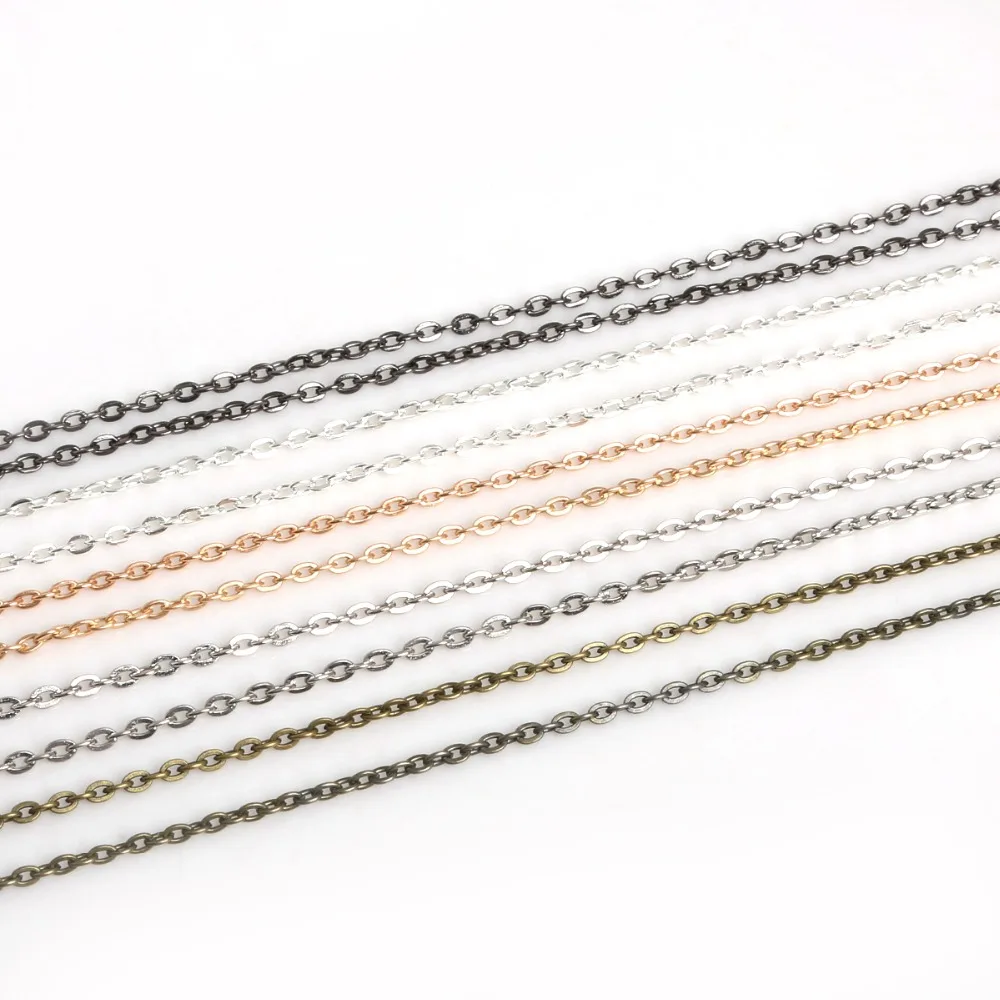 

Hot Sale 5Meter Rhodium/Silver/Gold/Gunmetal/Antique Bronze Color Necklace Chains Brass Bulk For DIY Jewelry Making Materials