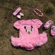 Новое поступление для маленьких девочек «Микки Маус» одежда с изображением Минни для маленьких детей Бутик для маленькой девочки одежда новорожденная девочка-Новорожденный платье-пачка комбинезон