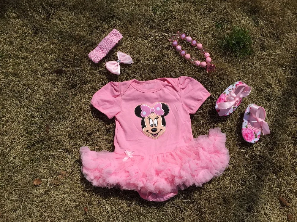 

2016 new arrival baby girls mickey Minnie outfits baby kids boutique baby girl clothing newborn infant girl tutu dress jumpsuit