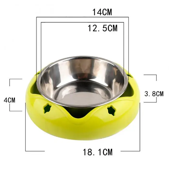 Round Double Detachable Pet Bowl Stainless Steel Non-slip Cats Dog Bowl-Drop