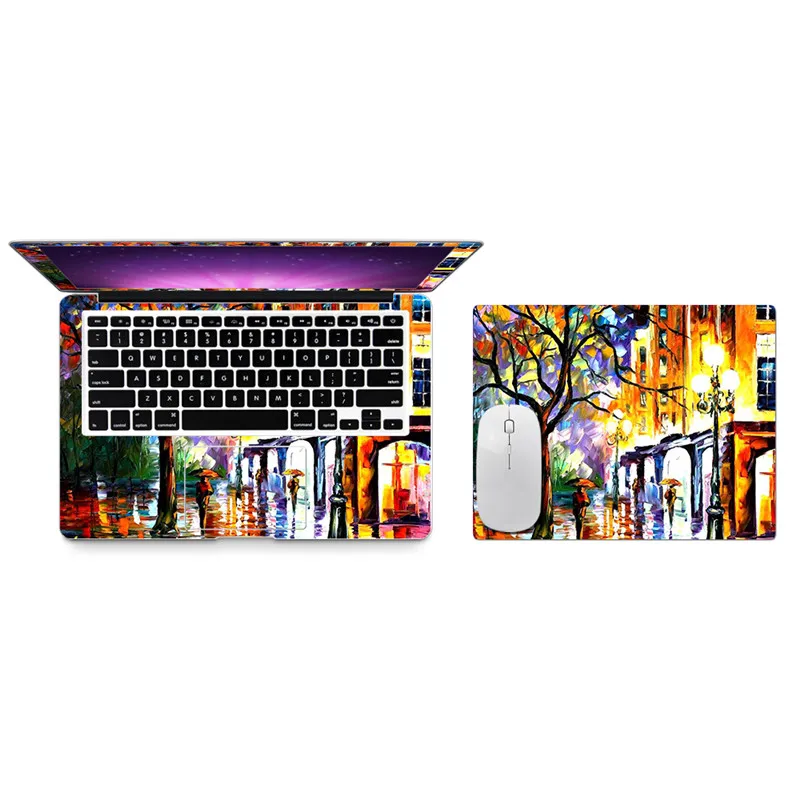 

Laptop Skin Cover Color Oil Painting Sticker Full with Mouse PadDecal For Macbook 11 12 13 15 A1465 A1534 A1369 A1278 A1398
