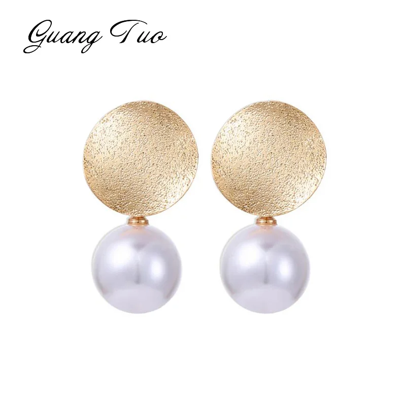 

ES160 New Design Fashion Jewelry Earring Scrub Metal Stud Earrings Round Pearl Earrings for Women Wedding Party Accessories Gift