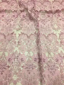 

Nigerian Embroidered lace Fabric with beads DiuDiu-5740 Hot Sale african French net Lace for wedding dress