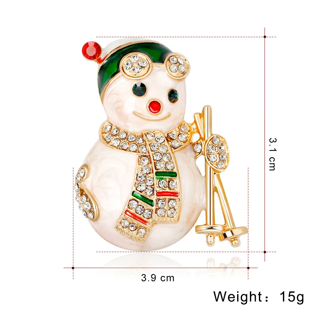 Custom Design Merry Christmas Brooch Pin Enamel Cute Christmas Snowmen Women Gold Color Brooch Supplies For Jewelry  (2)