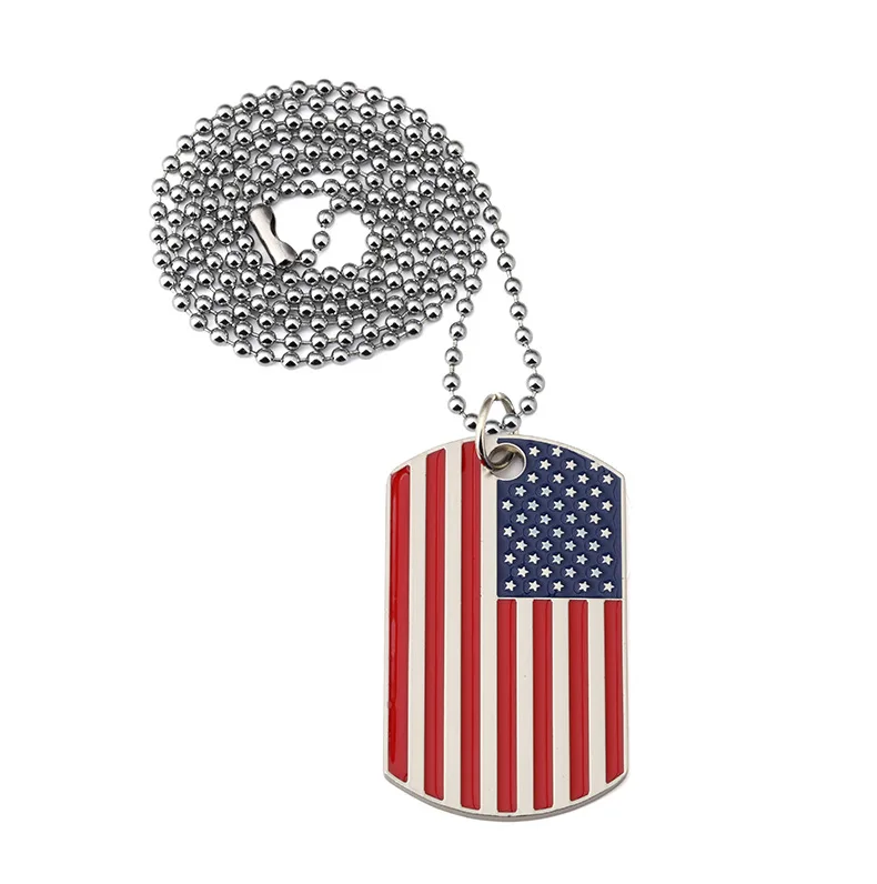 Дизайн сплав Серебряный цвет Американский кулон в форме флага ожерелье США Патриот свободы звезды и полосы ожерелье ювелирные изделия - Окраска металла: Red