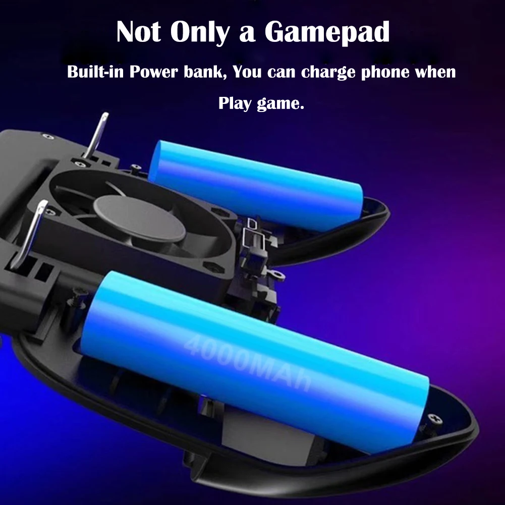Building in 4000mah powerbank PUBG mobile Gamepad Gaming Controller with Cooling Fan Fire Game Joystick Metal Trigger