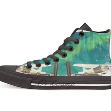 Исландский винтажный стиль, лыжный плакат с самолетом, дизайн, Повседневная парусиновая обувь, обувь на заказ, Прямая