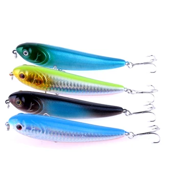 

Hot style 4pcs/lot Fishing Lure bionic Plastic Artificial Pencil hard bait Sea Fishing Hooks 6# 13.7g 10cm 3D EYES
