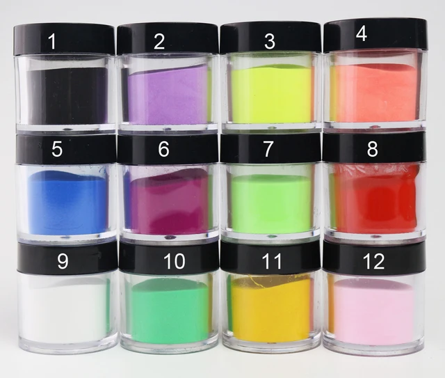 12 Colors Acrylic Powder Nail Art Poudre Acrylique Colored Acryl
