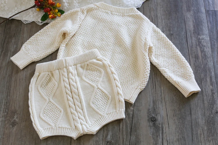 2018 Girls Clothing Sets Pure Cotton Knit Suit Long Sleeved Jacket Shorts Two Pieces Girls Clothes Girls Clothing Sets